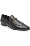 Obeeze Handmade Buckle Black Leather Loafers For Men