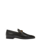 Obeeze Handmade Buckle Black Leather Loafers For Men