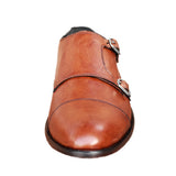 Obeeze Handmade Brown Leather Double Monk-Strap Shoes