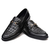 Obeeze Handmade Black Leather Billionaire Style Buckle Loafers For Men