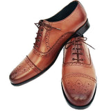 Obeeze Handmade Crafted Brown Leather Oxfords - Obeeze