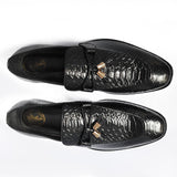 Obeeze Handmade Black Crocodile Leather Loafers