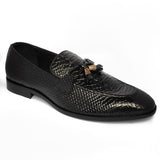 Obeeze Handmade Black Crocodile Leather Loafers