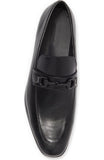 Obeeze Handmade Buckle Style Black Leather Loafers For Men