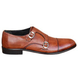 Obeeze Handmade Brown Leather Double Monk-Strap Shoes
