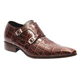 Obeeze Handmade Redish Leather Double Monkstrap Shoes