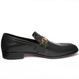 Obeeze Handmade Black Croc. Style Leather Loafers