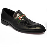 Obeeze Handmade Black Croc. Style Leather Loafers