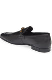 Obeeze Handmade Buckle Black Leather Loafers For Men