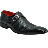 Obeeze Handmade Black Knitted Monkstrap Cobra Shoes