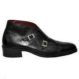 Obeeze Handmade Black Leather Double Monk Strap Shoes