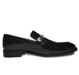 Obeeze Handmade Black Croc. Style Upper Leather Loafers