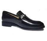 Obeeze Handmade Black Croc. Style Upper Leather Loafers