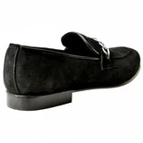 Obeeze Handmade Crafted Black Suede Chain Loafers