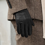 Obeeze Handmade Black Lambskin Leather Gloves with Cashmere Lining