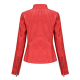 Obeeze Handmade Red Lambskin Leather Jacket For Womens