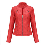 Obeeze Handmade Red Lambskin Leather Jacket For Womens