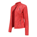 Obeeze Handmade Red Lambskin Leather Jacket For Womens