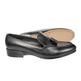 Obeeze Handmade Black Leather Tassels Loafer