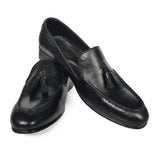 Obeeze Handmade Black Leather Tassels Loafer