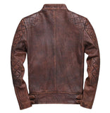 Obeeze Handmade Shoulder Patch Brown Lambskin Leather Jacket