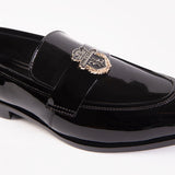 Obeeze Handmade Black Billionaire Patent Leather Loafers For Men