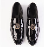 Obeeze Handmade Black Billionaire Patent Leather Loafers For Men