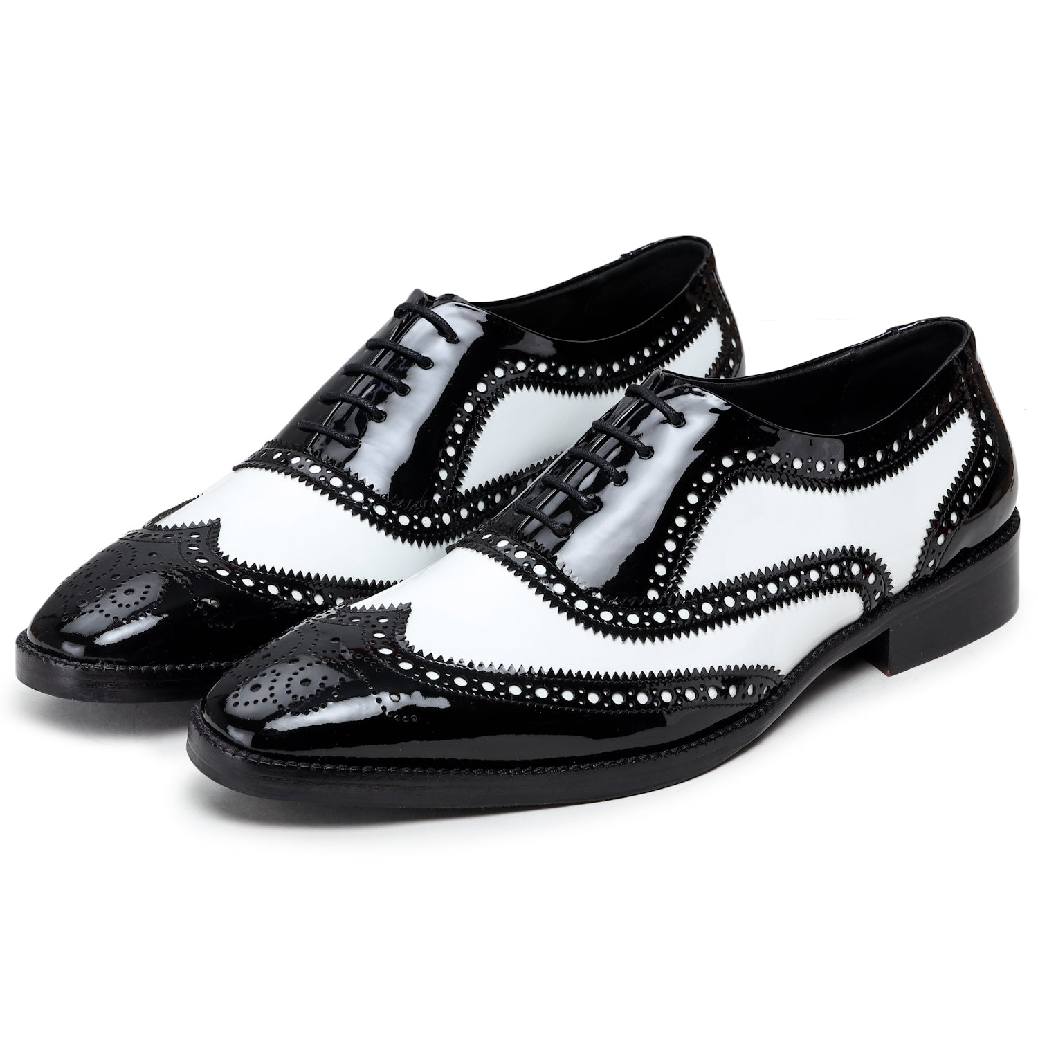 Obeeze  Handmade Black & White Brogue Oxfords