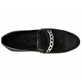 Obeeze Handmade Crafted Black Suede Chain Loafers