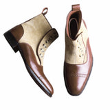 Obeeze Handmade Tan Button Ankle Boots