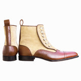Obeeze Handmade Tan Button Ankle Boots