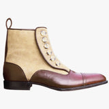 Obeeze Handmade Tan Button Ankle Boots