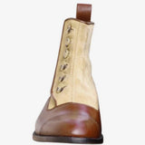 Obeeze Handmade Tan Button Ankle Boots