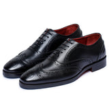 Obeeze Handmade Black Classy Leather Brogue Oxfords