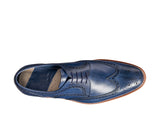 Obeeze Handmade Blue Brogue Leather Oxford For Men