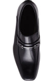 Obeeze Handmade Black Buckle Leather Loafers For Men