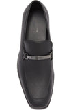 Obeeze Handmade Black Leather Buckle Style Loafers For Men