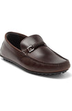 Obeeze Handmade Buckle Style Brown Leather Loafers For Men