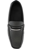 Obeeze Handmade Black Leather Buckle Style Loafers For Men