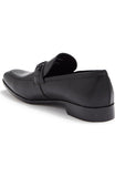 Obeeze Handmade Buckle Style Black Leather Loafers For Men