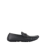 Obeeze Handmade Black Leather Buckle Style Loafers For Men