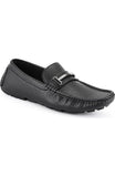 Obeeze Handmade Black Leather Buckle Style Loafers For Men