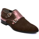 Obeeze Handmade Double Monk Strap With Brown Suede Leather