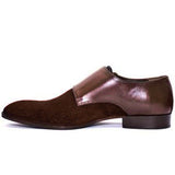 Obeeze Handmade Double Monk Strap With Brown Suede Leather